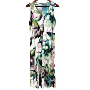 Habitat Sz XS Tropical Wearable Art to Wear Maxi Dress Summer Beach Artsy Unique